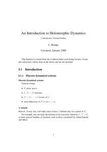 An Introduction to Holomorphic Dynamics I. Introduction; Normal Families