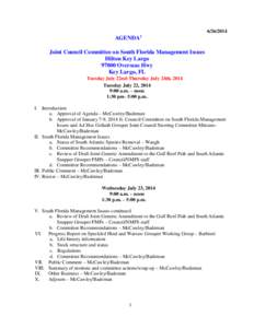 [removed]AGENDA  Joint Council Committee on South Florida Management Issues