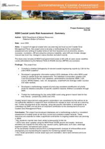 Project Summary sheet CCA 06 NSW Coastal Lands Risk Assessment - Summary. Author: NSW Department of Natural Resources Patterson Britton & Partners