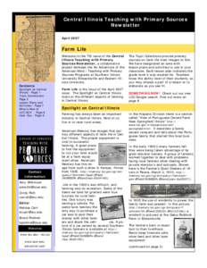 Central Illinois Teaching with Primary Sources Newsletter April 2007 Farm Life