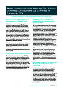 Record of Discussion of the Exchange Fund Advisory Committee Currency Board Sub-Committee on 5 November[removed]Approved for Issue by the Exchange Fund Advisory Committee on 16 November[removed]Report on Currency Board Oper