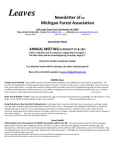 Leaves  Newsletter of the Michigan Forest Association 6120 South Clinton Trail, Eaton Rapids, MI 48827