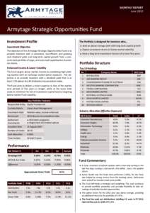 MONTHLY REPORT June 2012 Armytage Strategic Opportunies Fund Investment Proﬁle