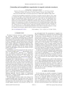 PHYSICAL REVIEW B 75, 195341 共2007兲  Cotunneling and nonequilibrium magnetization in magnetic molecular monolayers Florian Elste1,* and Carsten Timm2,† 1Institut