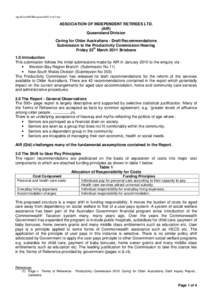 AgedCareMBSResponseFeb11ver2.doc  ASSOCIATION OF INDEPENDENT RETIREES LTD. (AIR) Queensland Division Caring for Older Australians - Draft Recommendations