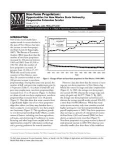 Non-Farm Proprietors: Opportunities for New Mexico State University Cooperative Extension Service Guide Z-115 Anil Rupasingha and J. Michael Patrick1