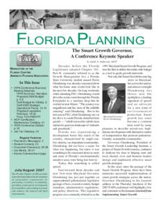 Florida Planning The Smart Growth Governor, A Conference Keynote Speaker by Andre A. Anderson, AICP  Newsletter of the