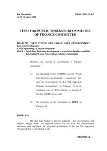 For discussion on 31 October 2001 PWSC[removed]ITEM FOR PUBLIC WORKS SUBCOMMITTEE