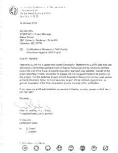Certification of Minnesota LiDAR Quality - Arrowhead Region LiDAR Project (scanned letter)