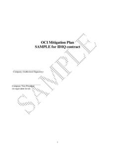 OCI Mitigation Plan SAMPLE for IDIQ contract Company (Authorized Signatory)  Company Vice President