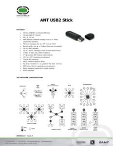 ANT USB2 Stick FEATURES  2403 to 2480MHz worldwide ISM band