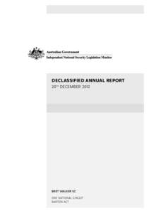 DECLASSIFIED ANNUAL REPORT 20TH DECEMBER 2012 BRET WALKER SC ONE NATIONAL CIRCUIT BARTON ACT