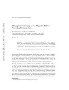 arXiv:astro-ph[removed]v2 12 Dec[removed]Bull. Astr. Soc. India[removed], 000–000 Diamagnetic Screening of the Magnetic Field in Accreting Neutron Stars