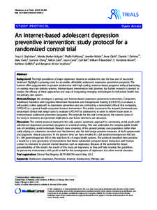 An internet-based adolescent depression preventive intervention: study protocol for a randomized control trial