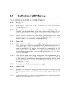 3.9  Oral Testimony at EIR Hearings PUBLIC HEARING ON DRAFT EIR – SAN RAFAELD1-A