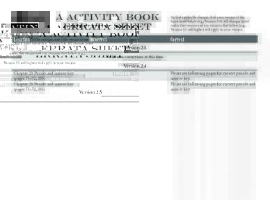 A Activity Book Errata Sheet Location Incorrect