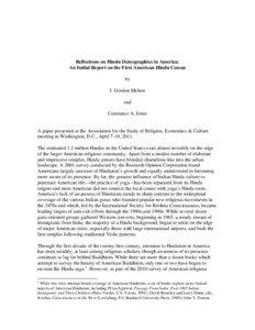 Microsoft Word - Gordon Melton - Reflections on Hindu Demographics in American An Initial Report on the First American Hindu Ce