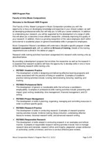 HDR Program Plan Faculty of Arts (Music Composition) Welcome to the Monash HDR Program The Faculty of Arts, Master’s program in Music Composition provides you with the opportunity to focus on developing knowledge and e