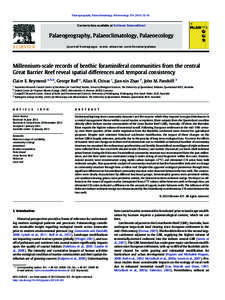 Palaeogeography, Palaeoclimatology, Palaeoecology–61  Contents lists available at SciVerse ScienceDirect Palaeogeography, Palaeoclimatology, Palaeoecology journal homepage: www.elsevier.com/locate/palaeo
