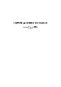 Stichting Open Doors International Annual report 2015 summary Stichting Open Doors International