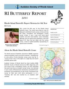 Audubon Society of Rhode Island  RI BUTTERFLY REPORT 2011 Rhode Island Butterfly Report Returns for 8th Year July Lewis