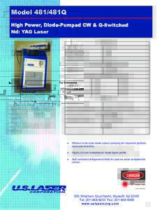Model 481/481Q High Power, Diode Diode--Pumped CW & Q Q--Switched Nd: YAG Laser Performance