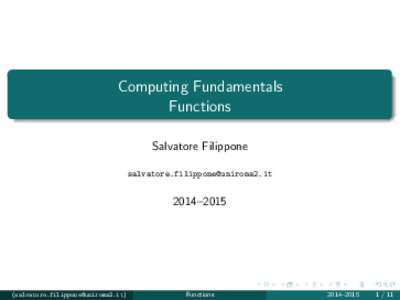 Computing Fundamentals Functions Salvatore Filippone–2015