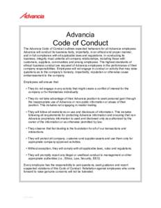 Microsoft Word - Advancia Code of Conduct.doc