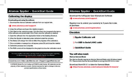 Atomos Spyder ~ QuickStart Guide  Atomos Spyder ~ QuickStart Guide Calibrating the display: