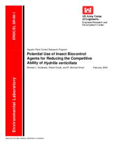 ERDC/EL SR[removed]Aquatic Plant Control Research Program Potential Use of Insect Biocontrol Agents for Reducing the Competitive