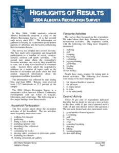 In May 2000, your received a copy of the Alberta Recreation Survey