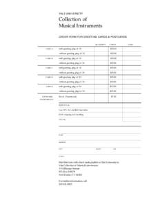 YALE UNIVERSITY  Collection of Musical Instruments ORDER FORM FOR GREETING CARDS & POSTCARDS QUANTITY