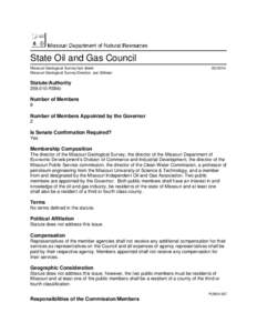 State Oil and Gas Council Missouri Geological Survey fact sheet Missouri Geological Survey Director: Joe Gillman[removed]