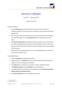 Derivation Highlights July 2013 – February 2014 Version[removed]Position Keeping 