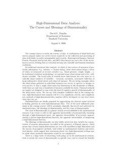 High-Dimensional Data Analysis: The Curses and Blessings of Dimensionality David L. Donoho