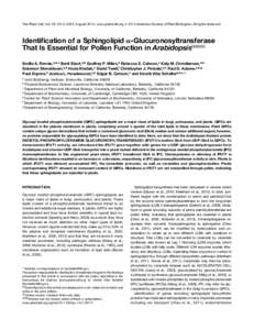 Lipid signaling / Arabidopsis thaliana / Ceramide / Lipid raft / Ridge / Sphingosine kinase / Metabolism / RNA interference / Inositol / Biology / Lipids / Sphingolipid