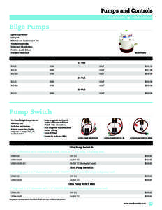 Pumps and Controls BILGE PUMPS PUMP SWITCH  Bilge Pumps