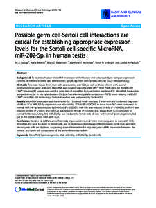 Possible germ cell-Sertoli cell interactions are critical for establishing appropriate expression levels for the Sertoli cell-specific MicroRNA, miR-202-5p, in human testis