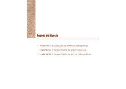 Región de Murcia  — Producción o actualización de productos cartográficos. — Implantación o mantenimiento de geoservicios web. — Implantación o mantenimiento de servicios cartográficos.