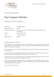 Position Description SeptemberPosition description Peer Support Worker Section A: Position details