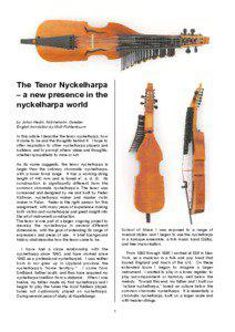 The Tenor Nyckelharpa – a new presence in the nyckelharpa world