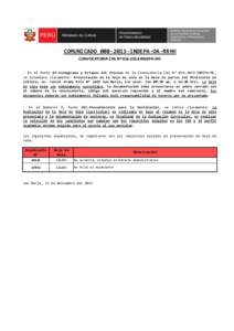 COMUNICADOINDEPA-OA-RRHH CONVOCATORIA CAS Nº INDEPA-MC - En el Punto IV-Cronograma y Estapas del Proceso de la Convocatoria CAS N° INDEPA-MC, se establece claramente: Presentación de la hoj