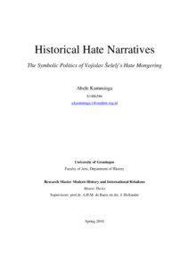 Historical Hate Narratives The Symbolic Politics of Vojislav Šešelj’s Hate Mongering