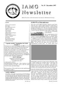 IAMG Newsletter No. 55 December[removed]Official Newsletter of the International Association for Mathematical Geology