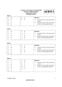 Territory-wide System Assessment 2008 Primary 6 English Language Reading and Writing Marking Scheme  6ERW3