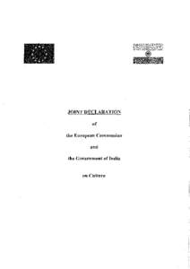 JOINT DECLARATION of the European Commission and the Government of India on Culture