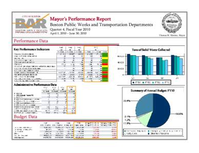 Mayor’s Performance Report Boston Public Works and Transportation Departments Quarter 4, Fiscal Year 2010 April 1, 2010 – June 30, 2010  Thomas M. Menino, Mayor