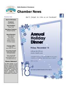 Delta Chamber of Commerce  Chamber News November 2014 Board of Directors President: