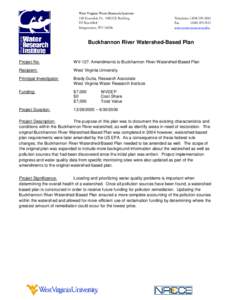West Virginia Water Research Institute 150 Evansdale Dr. NRCCE Building PO Box 6064 Morgantown, WV[removed]Telephone: ([removed]