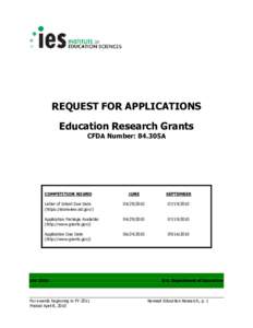 RFA Education Research Grants 84.305A FY 2011